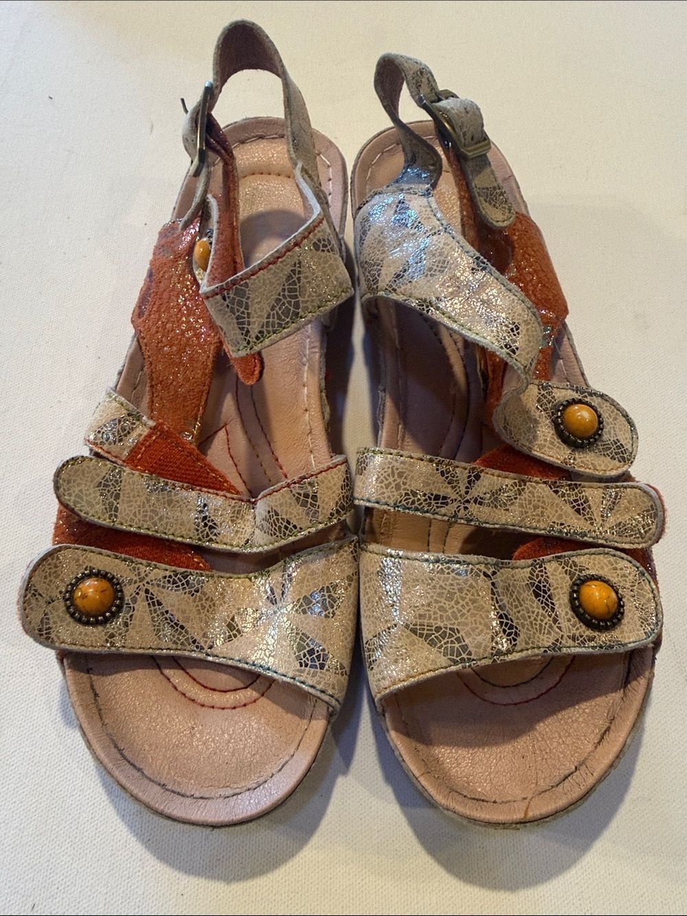 Comfort Strappy Women's Sandals in Cream and Orange